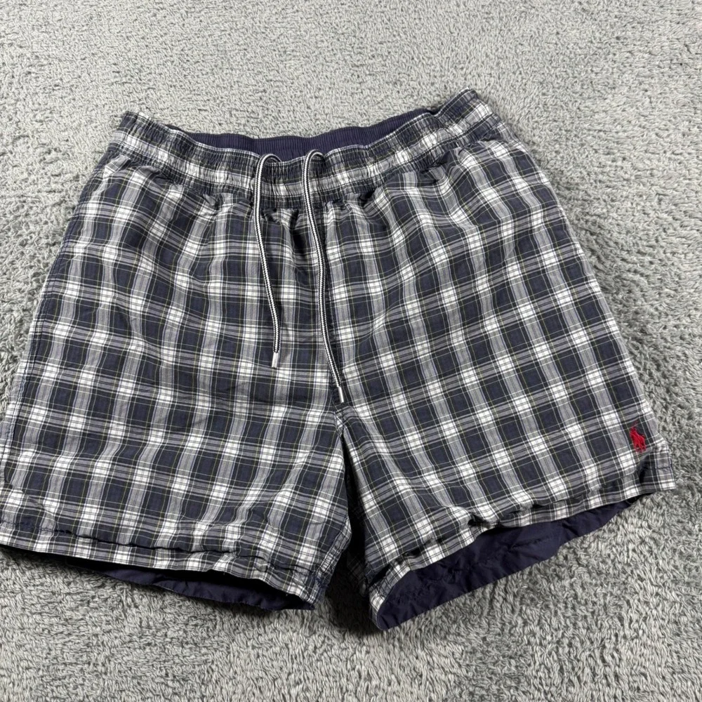 VTG Polo Ralph Lauren Reversible Swim Shorts Trunks Mens M Color Block PLaid